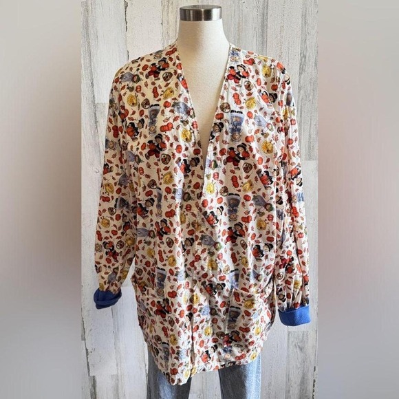 Sweaters - Vintage Handmade lab coat tunic Fall Thanksgiving pilgrims turkey‎ nurse teacher